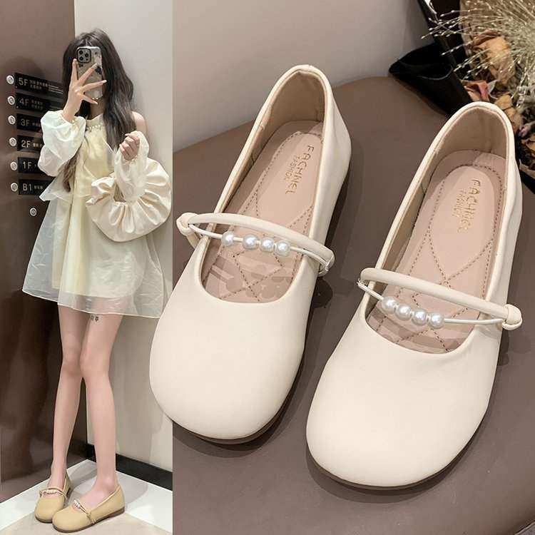 软底圆头平跟玛丽珍单鞋2024新款春夏绝美仙女风配裙子时尚奶奶鞋