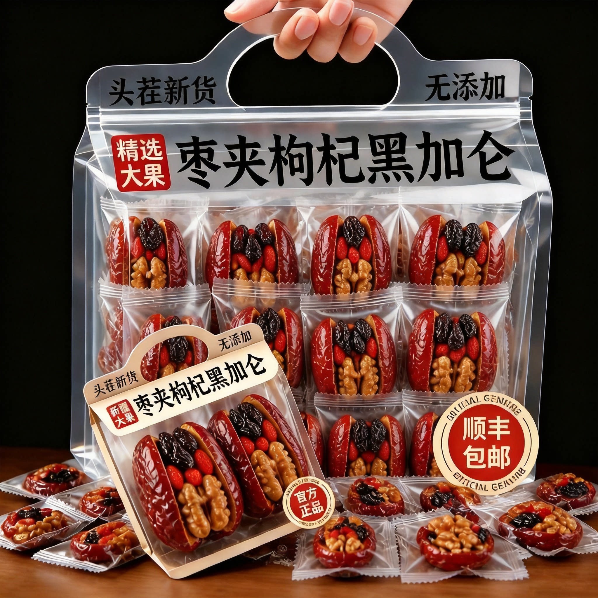 【200g】红枣夹核桃仁葡萄干枸杞真空独立包装山西特产红枣核桃糕