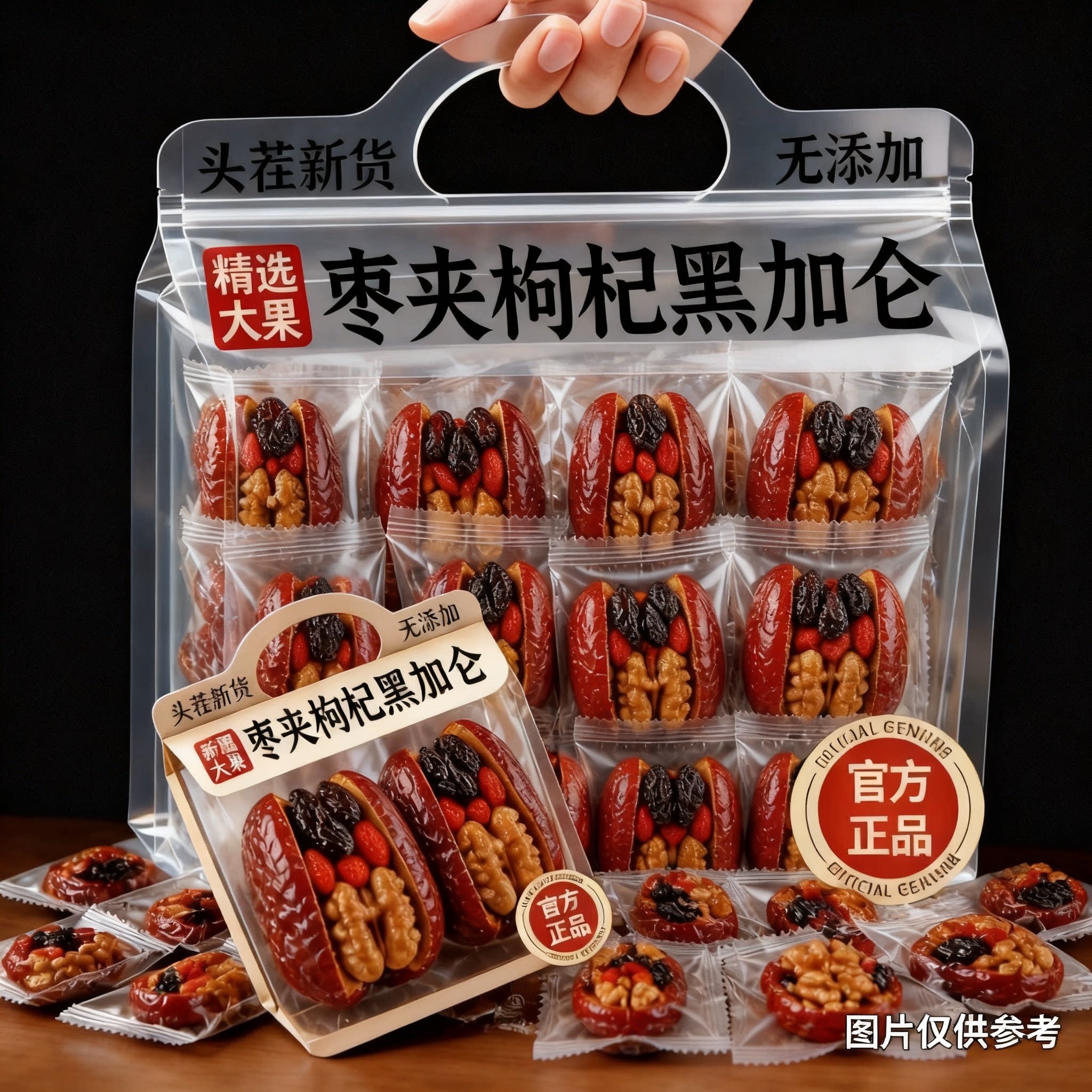红枣夹核桃仁葡萄干枸杞真空独立包装山西特产孕妇红枣核桃糕新品
