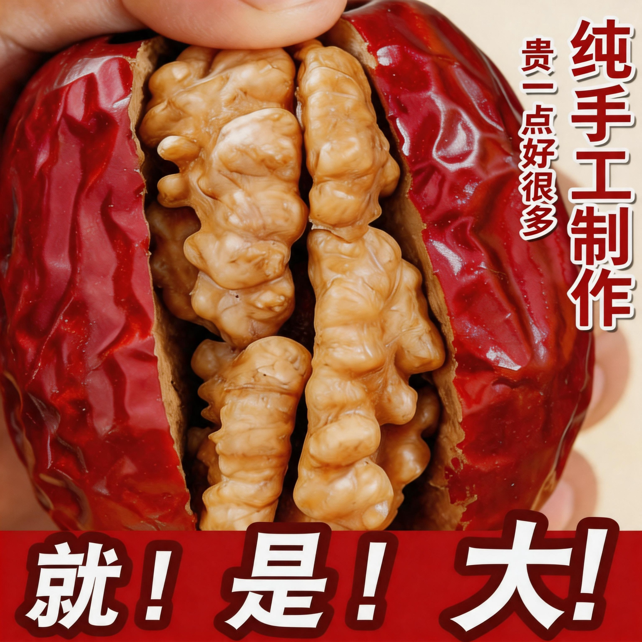 问君枣夹核桃真空小包装夹心大红枣加核桃仁零食坚果年货新特疆产