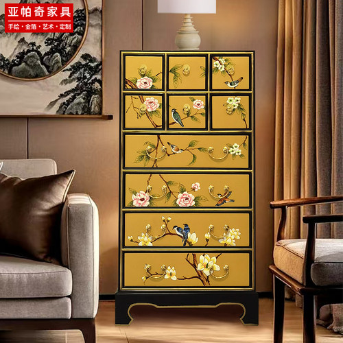 亚帕奇中古风茶室卧室客厅10斗柜