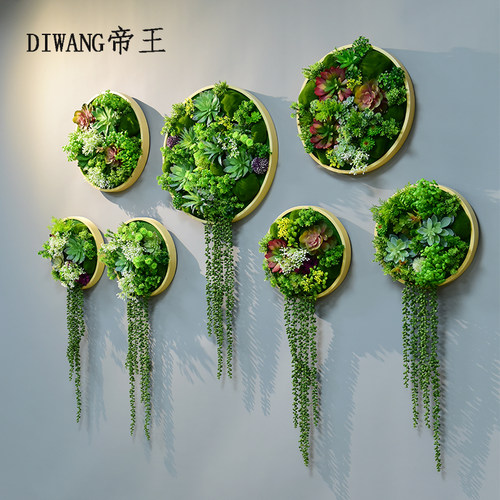 圆形仿真多肉绿植壁挂绿植墙高仿