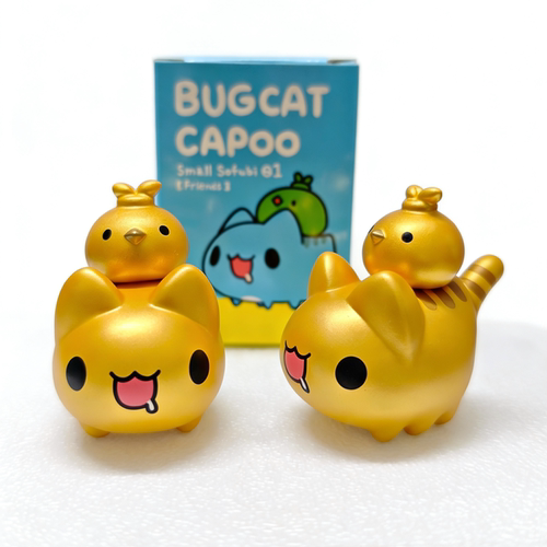 台湾正品金色猫猫虫咖波公仔摆件