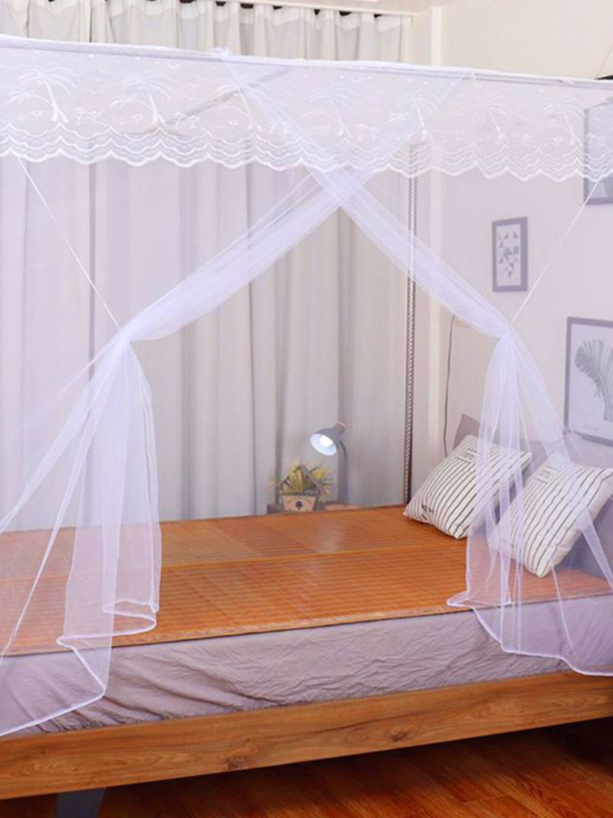 老式蚊帐加密家用传统可穿杆老款式方顶帐子旧款纹帐文章老款文帐