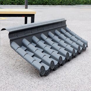 40带脊单面瓦墙头盖顶一体仿古PP树脂单边院墙压顶塑料中式围墙瓦