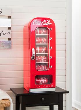 美式复古可口可乐迷你贩卖机10罐易拉罐弹出式小冰箱家用车载贩售