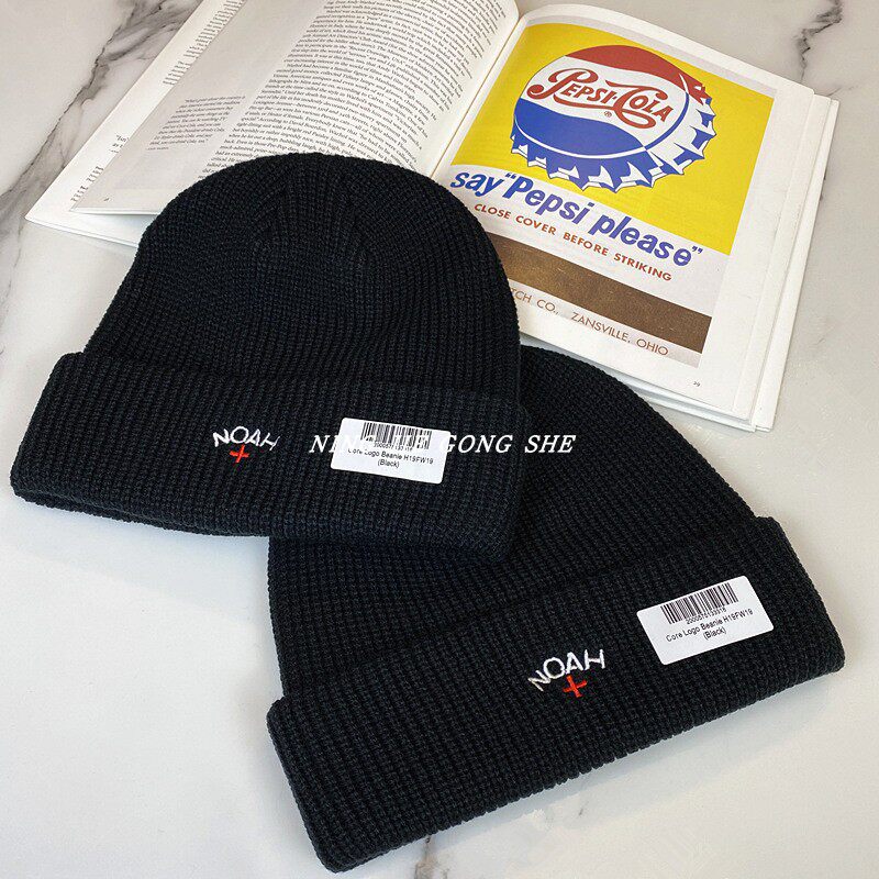 noah 十字架刺绣毛线帽 男女情侣复古冷帽 针织帽  滑雪帽冬帽子