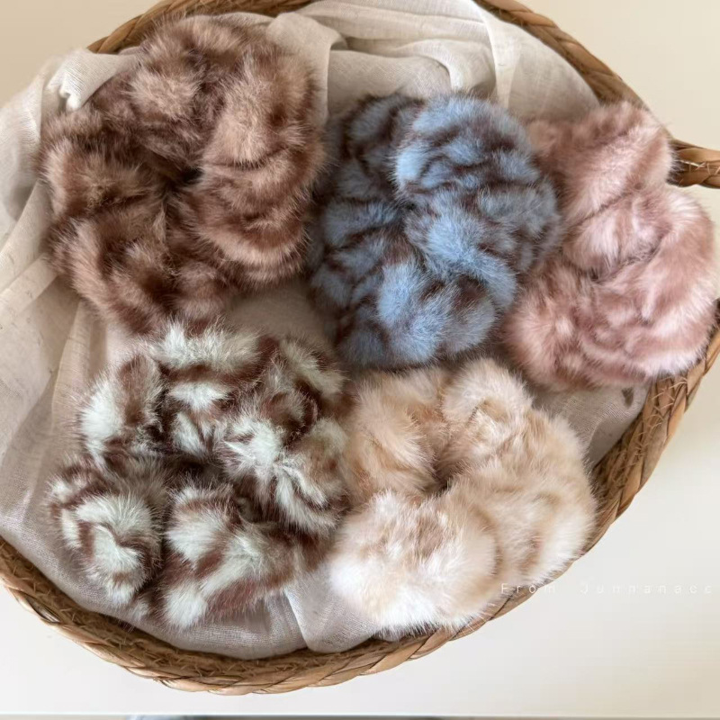 复古毛绒大肠发圈秋冬毛毛发圈女高级感豹纹高弹力扎发头绳大号