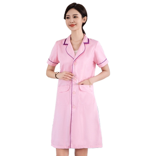 白大褂粉色美容院工作服女长中短袖护士皮肤管理医生服纹绣美容师