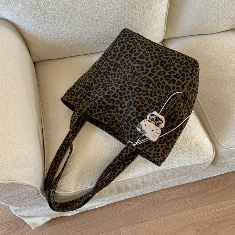 豹纹帆布包包女2025秋冬新款潮韩版小众学生上课通勤单肩托特大包,箱包皮具/热销女包/男包,时尚帆布包,淘宝优惠券,粉丝福利购,淘宝优惠卷