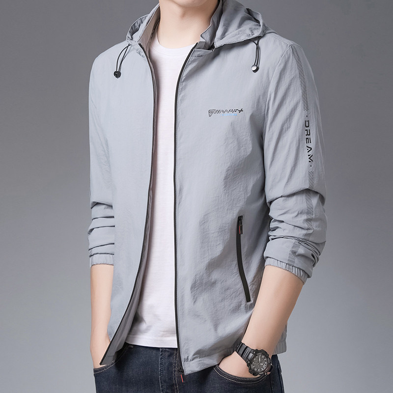 夏装中青年男士防晒衣服轻薄款休闲透气男外套爸爸装男夹克皮肤衣
