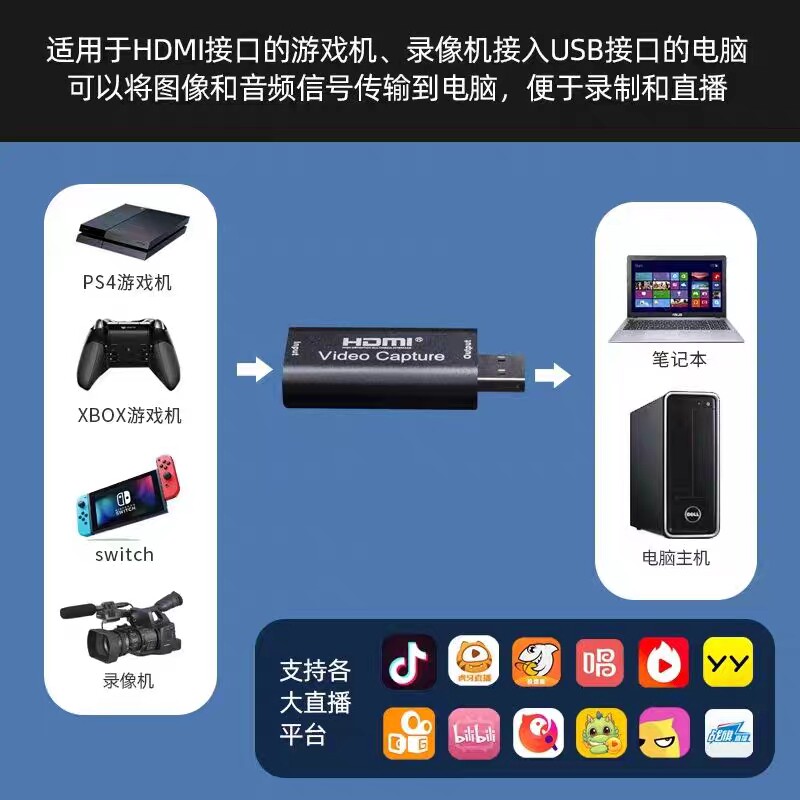 USB 2.0 - HDMI 비디오 캡처 카드 1080P HD 비디오 레코더 스위치 게임 라이브 방송 PS4 녹화