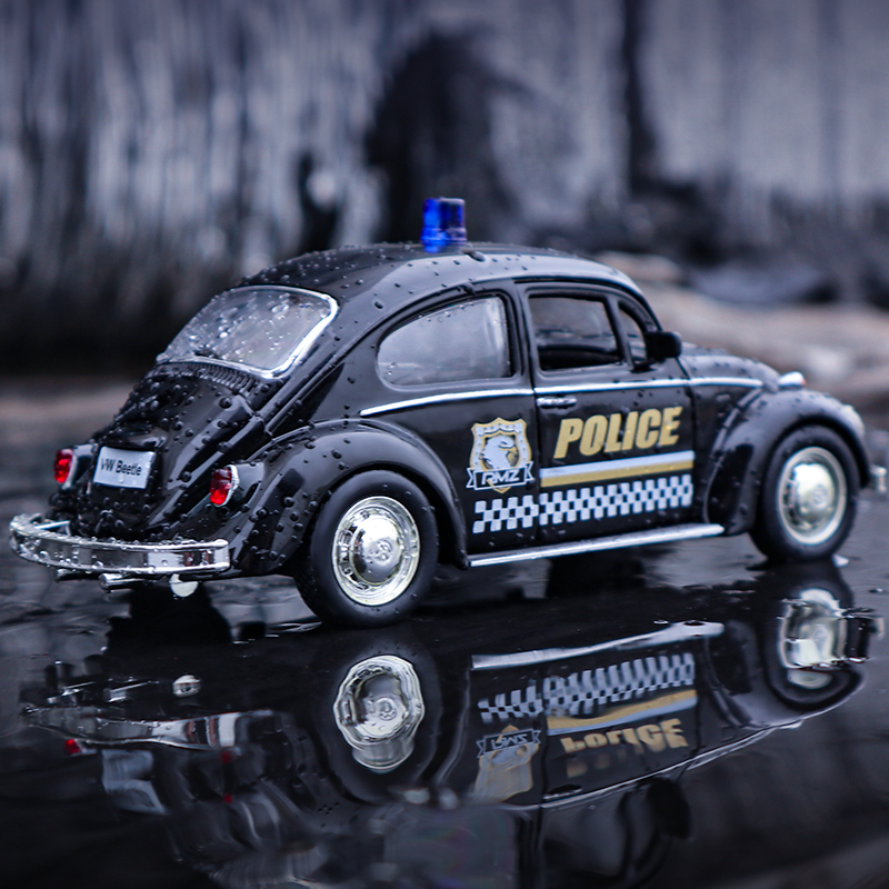 大众甲壳虫警车合金车模玩具小汽车儿童玩具车男孩仿真模型警察车