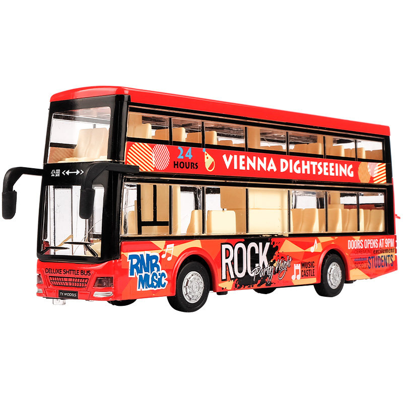 合金双层巴士公交车玩具男孩伦敦旅游大巴公共汽车模型儿童玩具车