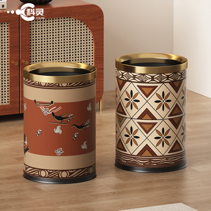 敦煌文化高档中古风垃圾桶新款