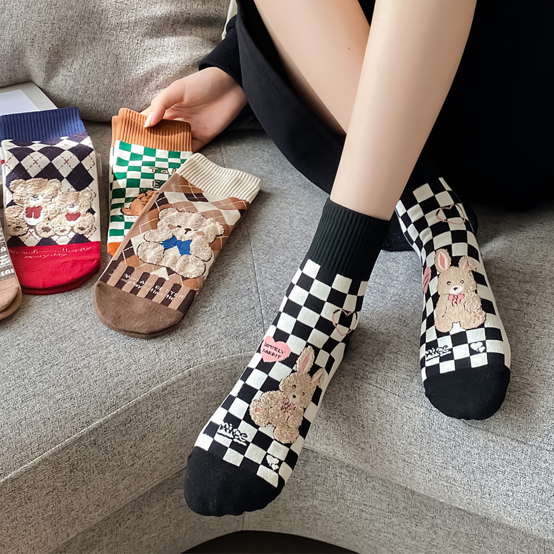 素淘个性卡通长筒袜袜子女长袜