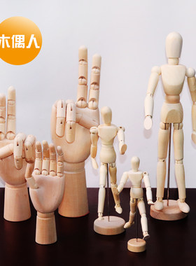 12寸漫画工具小木人模型 木偶人木头关节人偶素描模特 荷木静物
