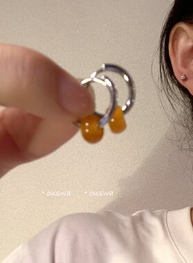 ouswa惺忪睡眼黄龙玉耳扣耳圈