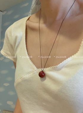 ouswa原创*【一夏风】紫砂可调节极简气质百搭锁骨链项链复古配饰