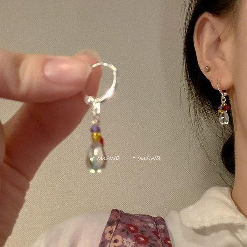 ouswa原创自制复古少女耳环耳夹