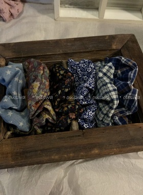 ouswa原创-二十世纪初，旧主人纯手工复古格子碎花小星星大肠发圈