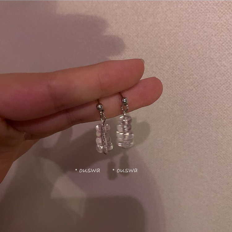 ouswa原创白水晶925银针耳钉