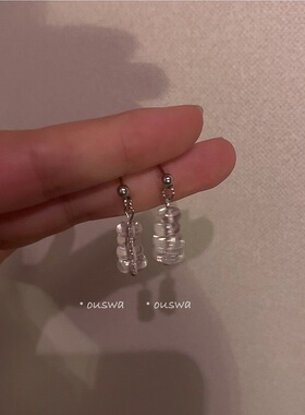 ouswa原创白水晶925银针耳钉