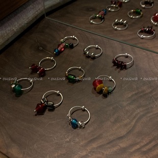 ouswa原创 苦味巧克力.小众复古通体925银防过敏耳圈耳环 咖啡馆