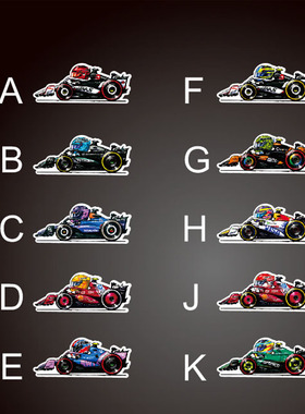 汽车贴纸适用于F1赛车卡通形象贴纸汽车反光车贴车手头盔贴纸8173
