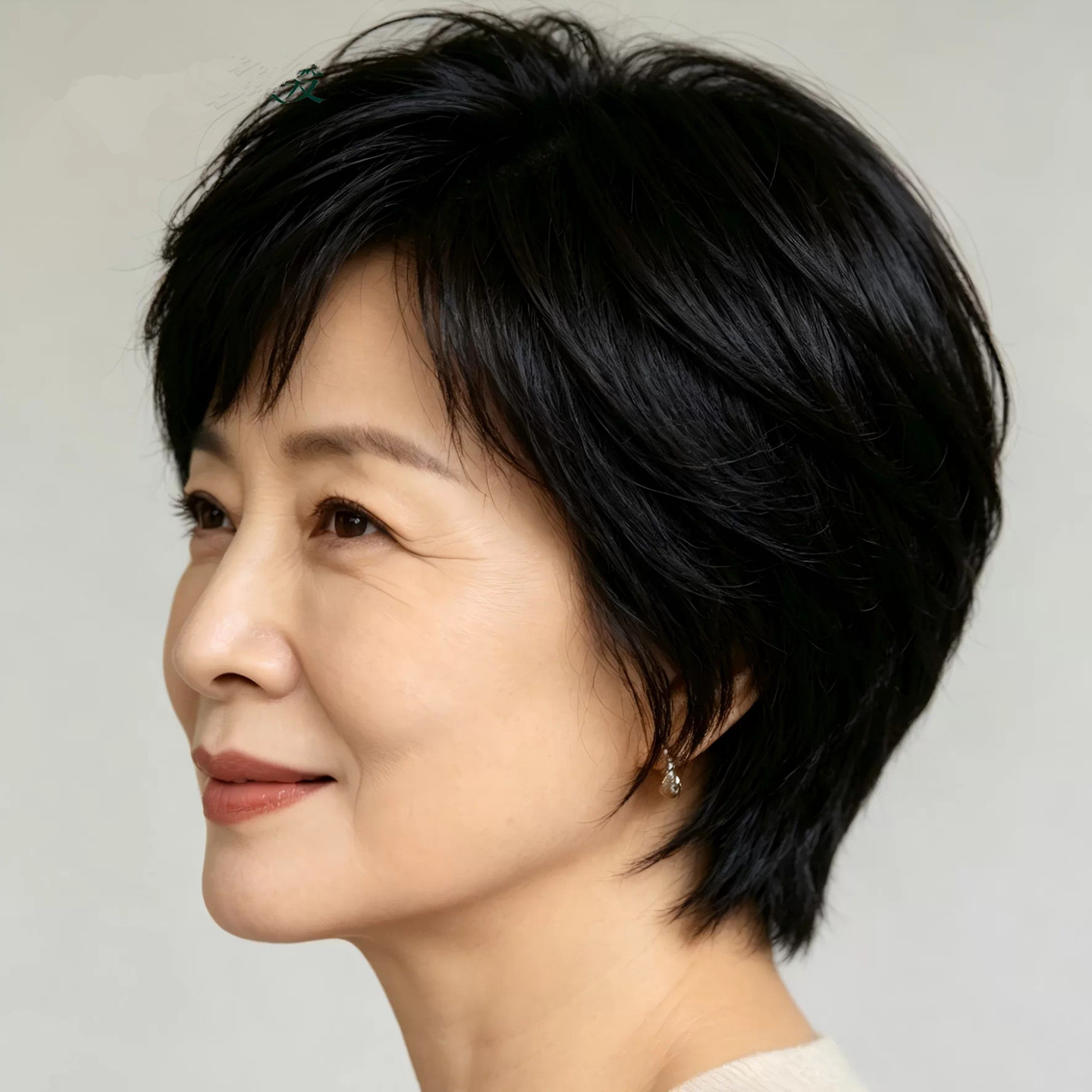 中老年真人发短发轻薄透气假发