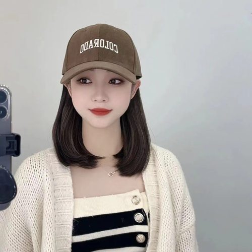 假发帽子一体女2025春夏新款网红遮阳防晒棒球帽带假头发女全头套