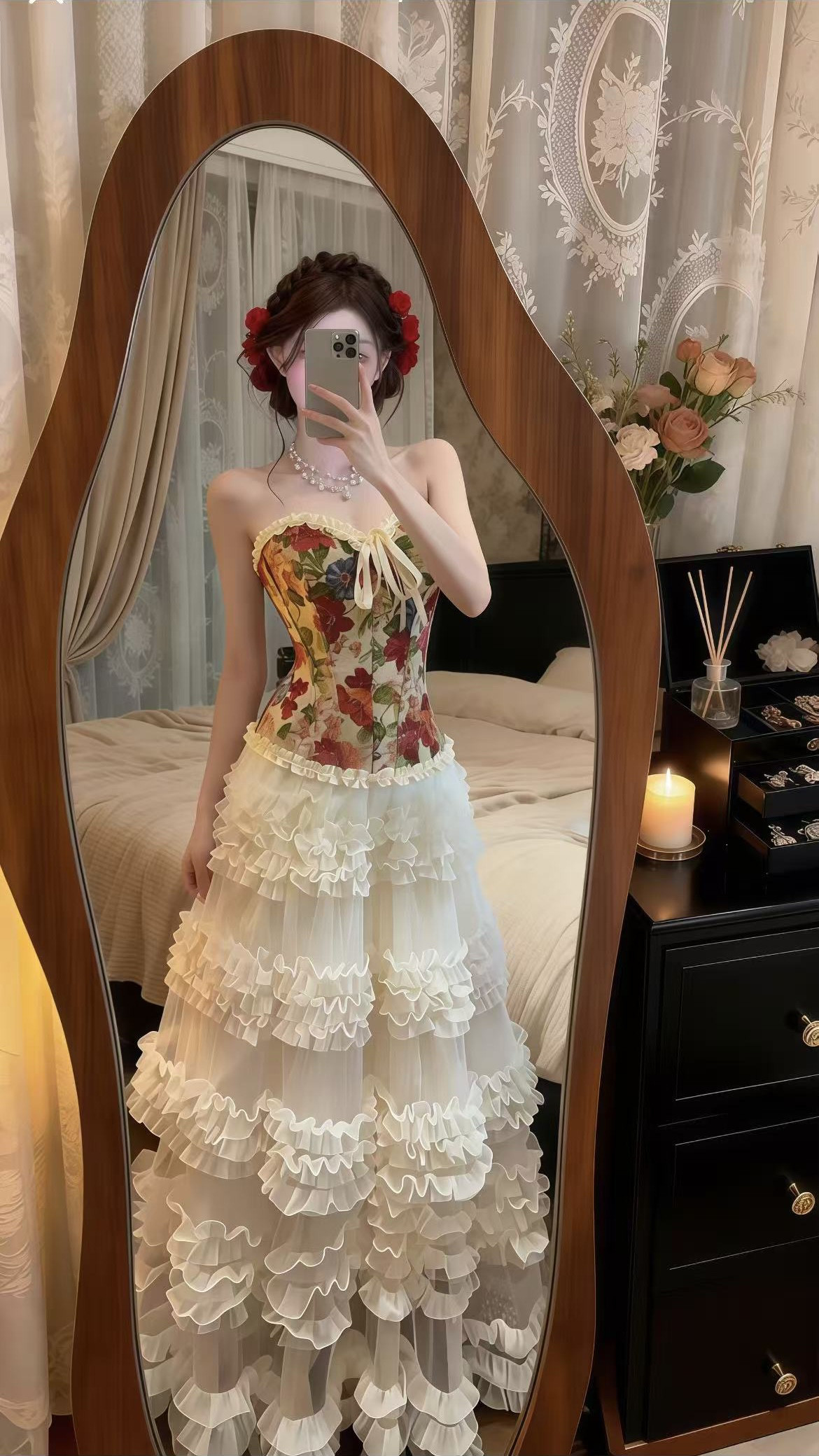 芷汀「花绮」油画束胸宫廷鱼骨花边束腰胸衣芭蕾风蛋糕半身裙套装,女装/女士精品,礼服/晚装,淘宝优惠券,粉丝福利购,淘宝优惠卷