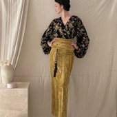 芷汀「郁予馥雅」奢贵中式 黑金刺绣丝绒套装