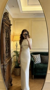 芷汀「流光盛宴」奢华重工钉珠长款礼服华丽感披肩斗篷女神长裙