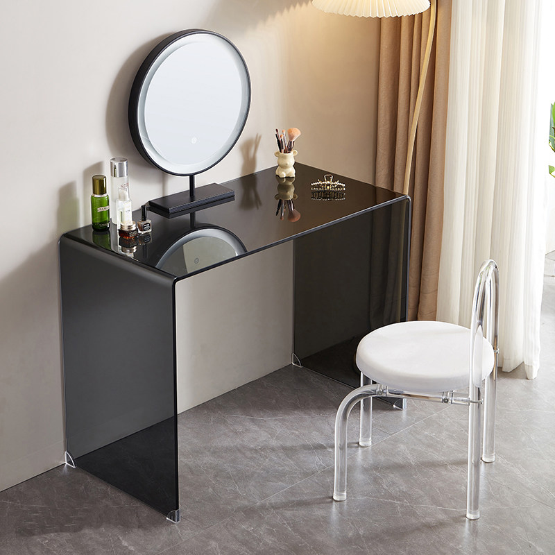 纯玻璃透明意式极简小型女生家用电脑美甲化妆桌子ins网红梳妆台