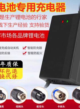 电动车锂电池48V充电器24V36V48V60V2A航空头卡农头视频头品字头