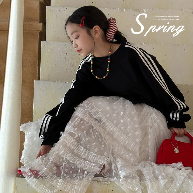 三条杠Oversize大版卫衣+春季