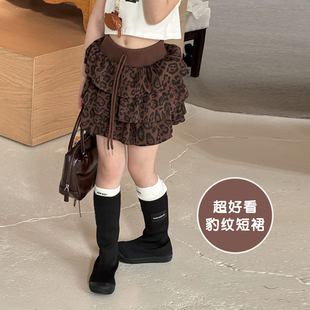 女童超好看豹纹蛋糕裙短裙半身裙夏季防走光2026新款儿童女宝裙子