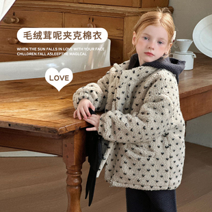 女童初冬超好看羊羔绒颗粒绒夹棉加绒外套秋冬儿童羊羔毛冬装上衣