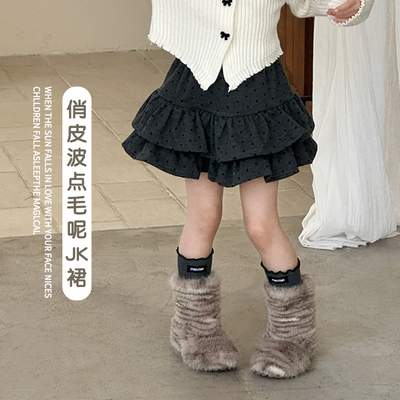俏皮波点毛呢jk裙+冬季