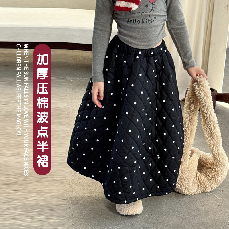 加厚压棉波点半身裙+冬季