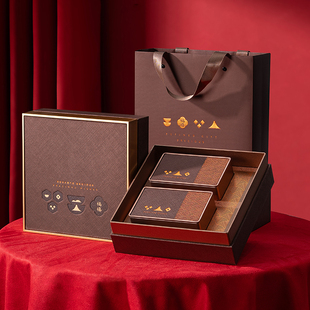 天时包装新款福禧高档茶叶包装盒红茶绿茶通用礼品盒咖色红色