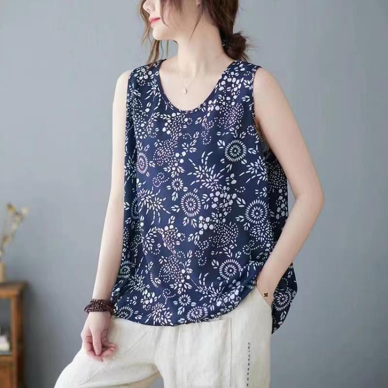 时尚3D印花大码宽松背心女