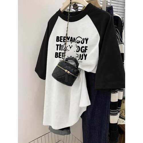 夏季oversize大码女装T恤插肩