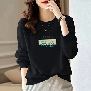 套头遮肉休闲外套上衣 中年卫衣女洋气印花宽松大码 2025秋冬季 新款