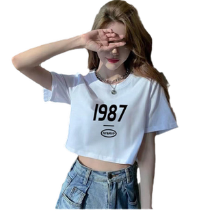 纯色短款短袖t恤女夏季白色体恤新款妈妈宽松圆领百搭小个子上衣