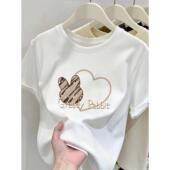 小众设计感港味chic正肩宽松上衣 夏季 白色妈妈短袖 t恤女2026新款