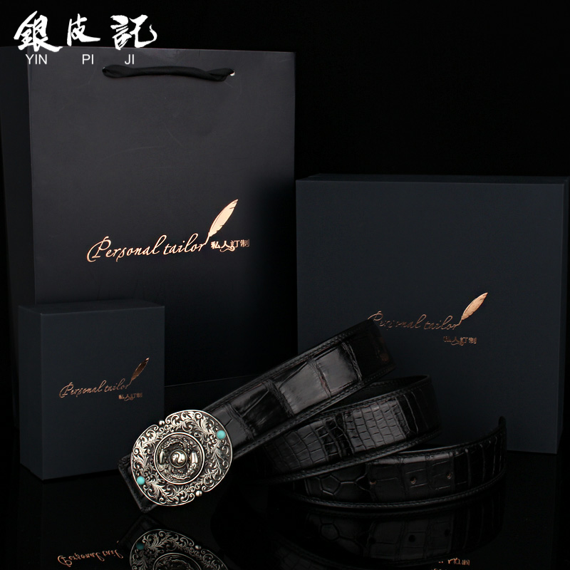 Silver leather MAK Retro Lucky Koi Turn Belt buckle originality Tibetan silver Transport Crocodile skin genuine leather waist beltin the Accessories/Leather belt/Hat/Muffler , Belt/Leather belt/Yaolian  category - from Buy2taobao.com to provide professional Taobao agent buy service