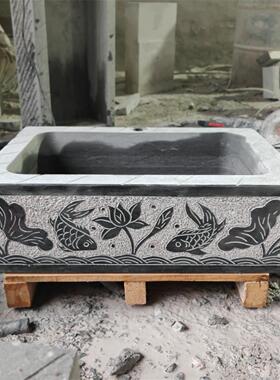 青石洗手盆水池子室外拖把池地盆庭院水槽鱼缸花盆石头盆流水摆件