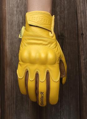 头层牛皮复古黄色手套男女通用真皮手套摩托机车复古秋冬耐磨保暖